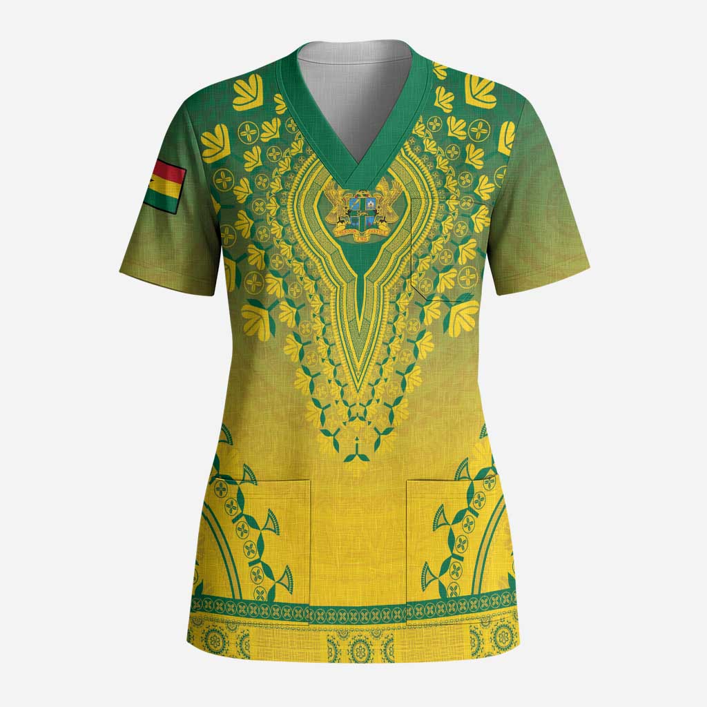 Personalized Ghana African Dashiki Scrub Top - Wonder Print Shop