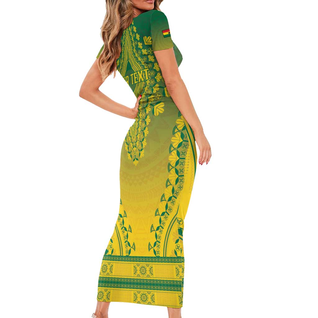 Personalized Ghana African Dashiki Short Sleeve Bodycon Dress - Wonder Print Shop