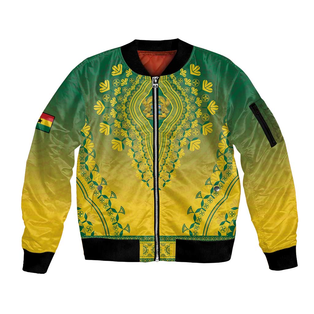 Personalized Ghana African Dashiki Sleeve Zip Bomber Jacket - Wonder Print Shop