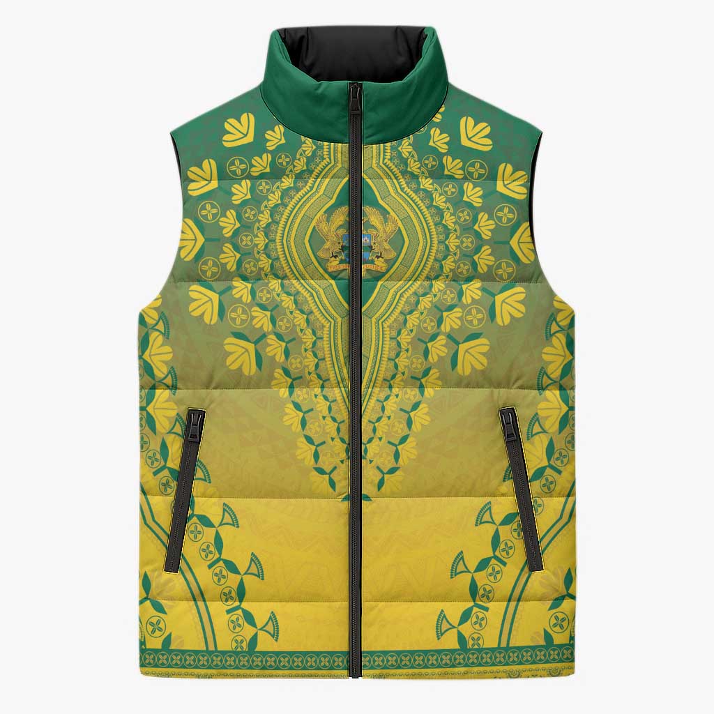 Personalized Ghana African Dashiki Sleeveless Puffer Jacket - Wonder Print Shop