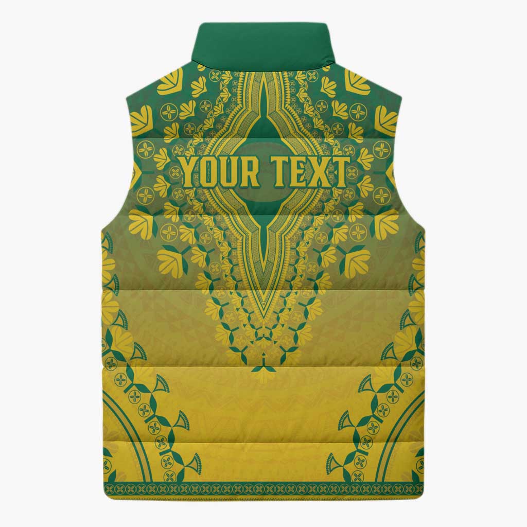 Personalized Ghana African Dashiki Sleeveless Puffer Jacket - Wonder Print Shop
