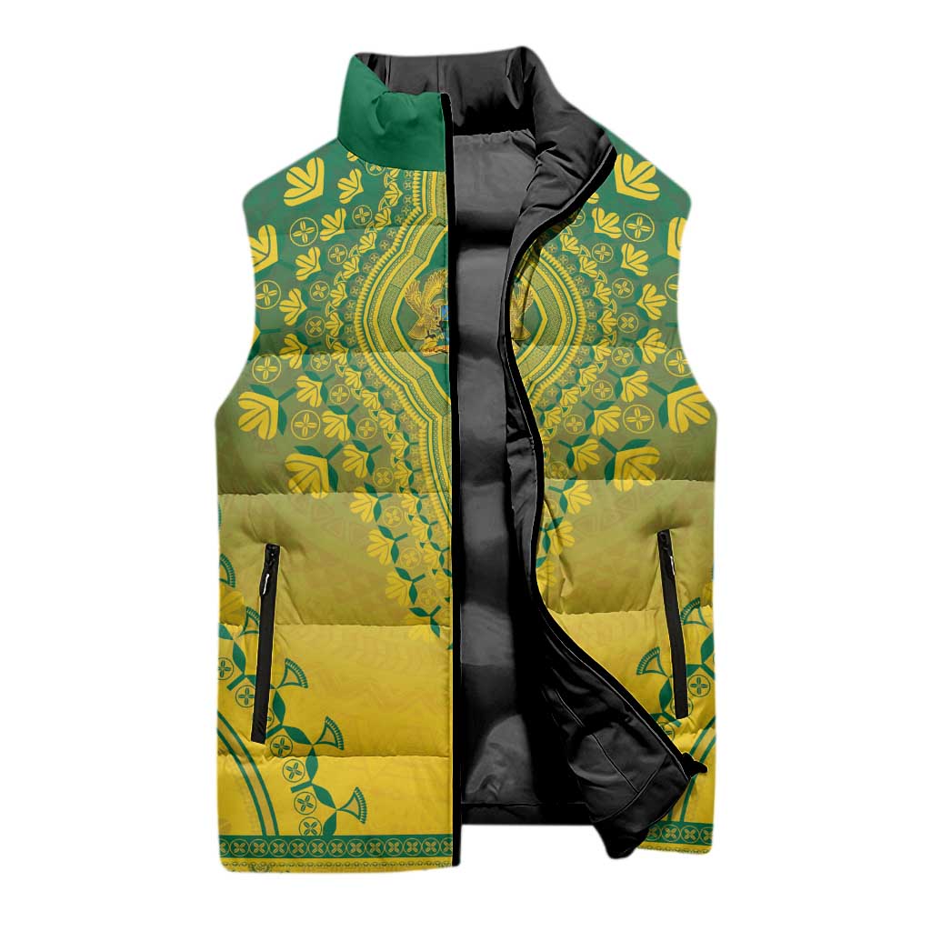Personalized Ghana African Dashiki Sleeveless Puffer Jacket - Wonder Print Shop