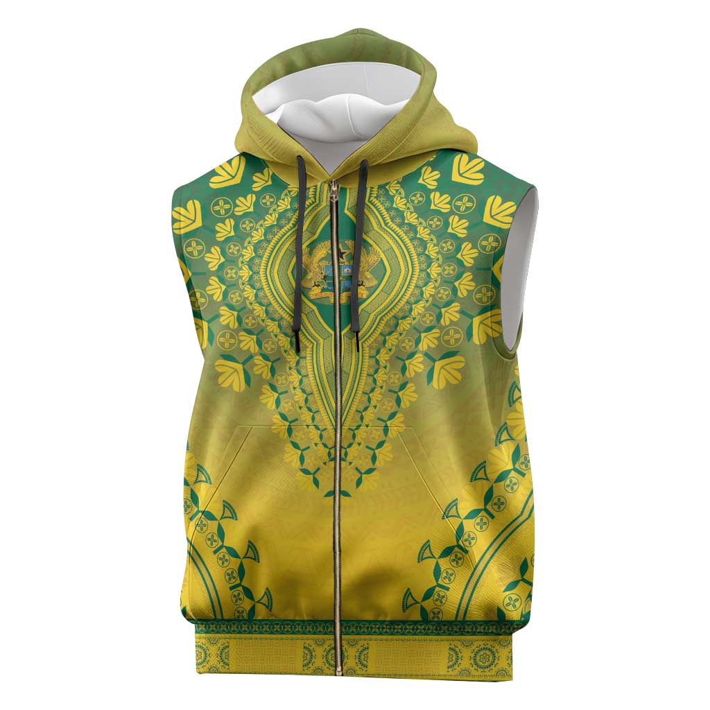 Personalized Ghana African Dashiki Sleeveless Zip Hoodie - Wonder Print Shop