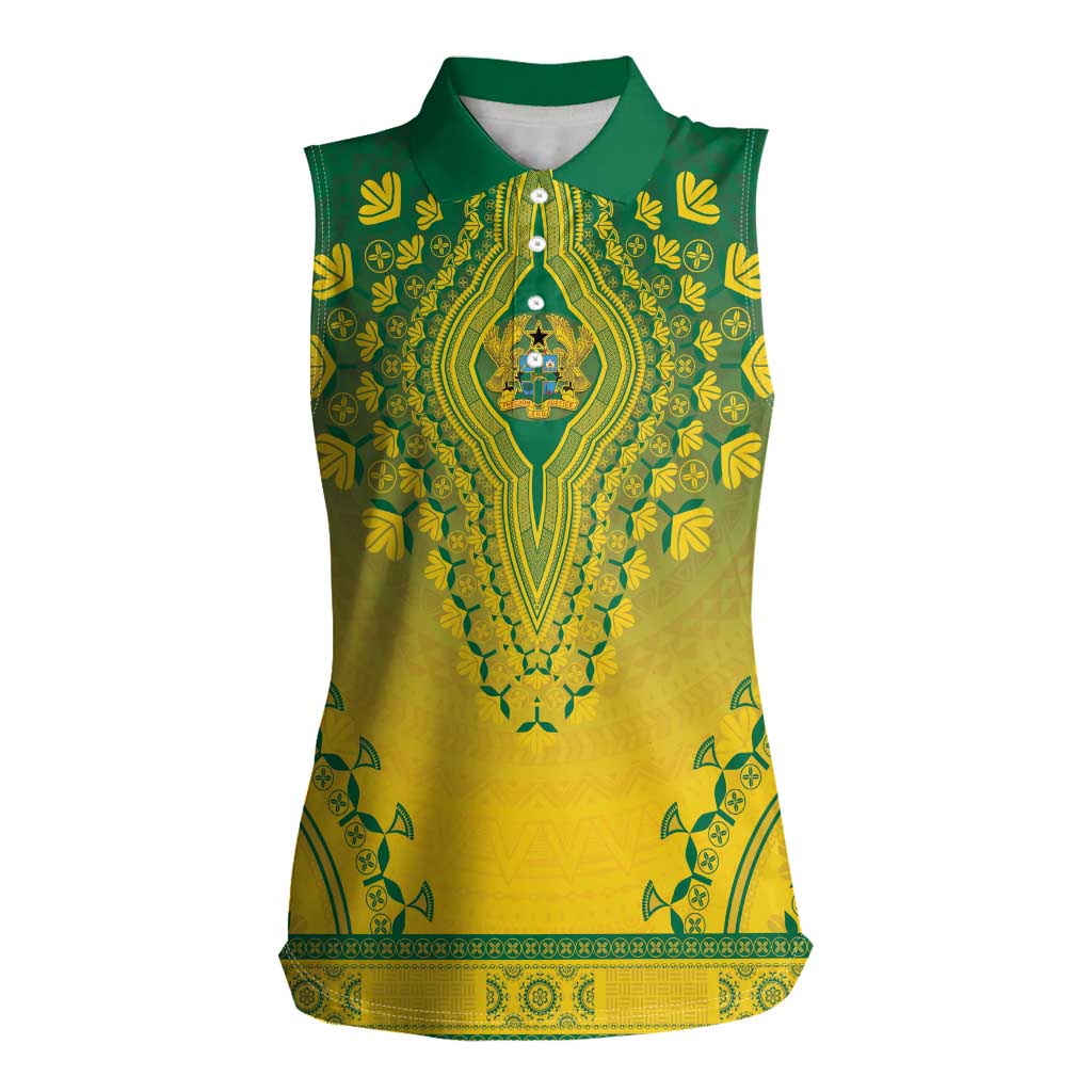 Personalized Ghana African Dashiki Women Sleeveless Polo Shirt - Wonder Print Shop