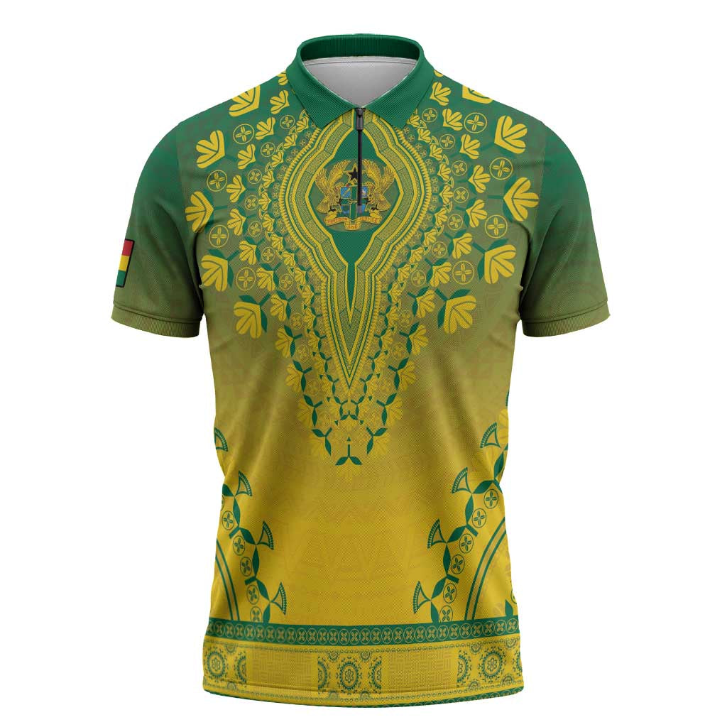 Personalized Ghana African Dashiki Zipper Polo Shirt - Wonder Print Shop