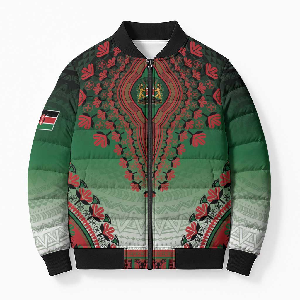 Personalized Kenya African Dashiki Bomber Puffer Jacket - Wonder Print Shop