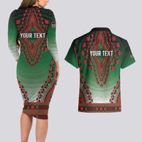 Personalized Kenya African Dashiki Couples Matching Long Sleeve Bodycon Dress and Hawaiian Shirt - Wonder Print Shop