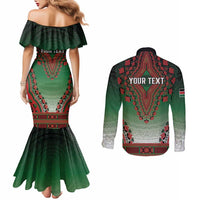 Personalized Kenya African Dashiki Couples Matching Mermaid Dress and Long Sleeve Button Shirt - Wonder Print Shop
