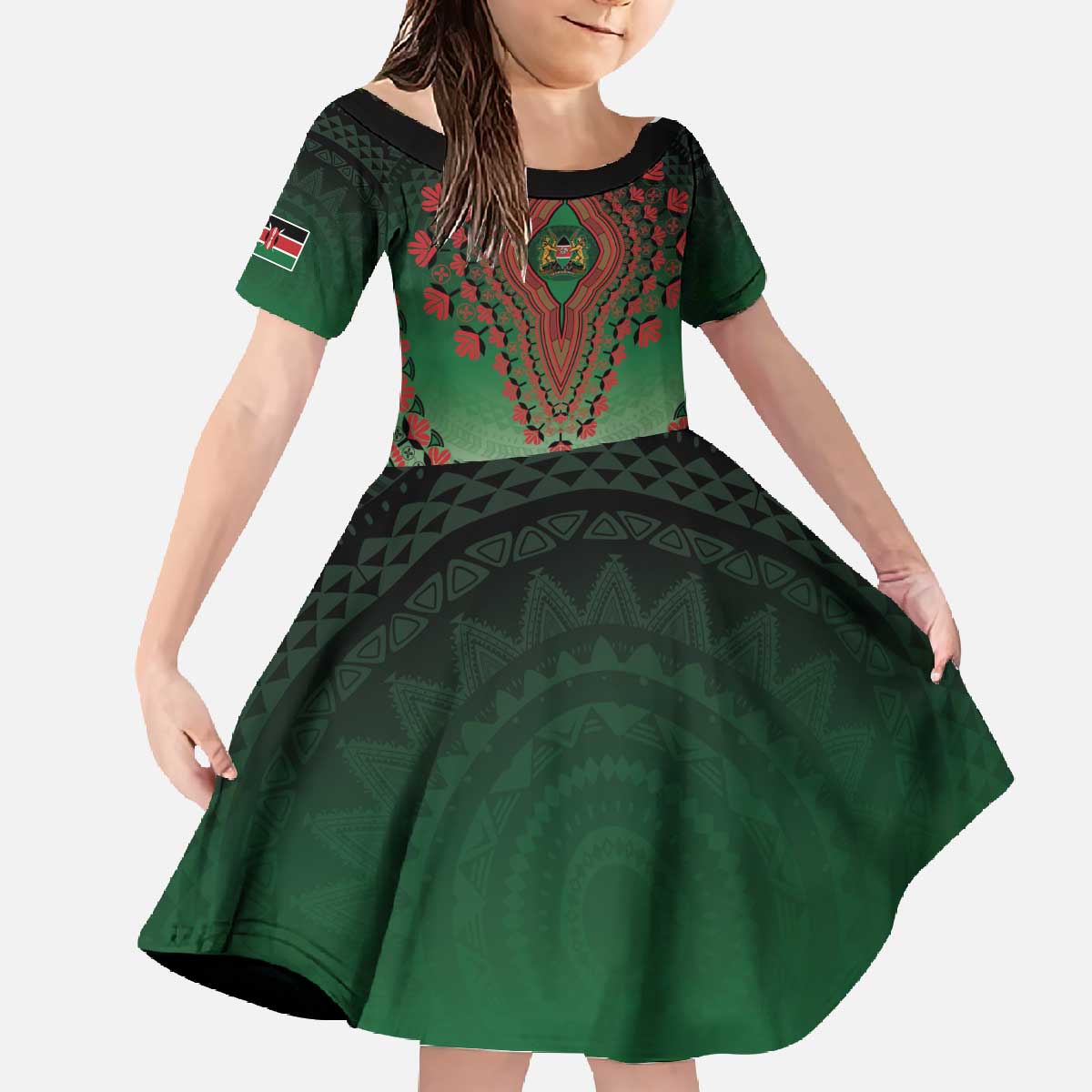 Personalized Kenya African Dashiki Family Matching Off The Shoulder Long Sleeve Dress and Hawaiian Shirt - Wonder Print Shop