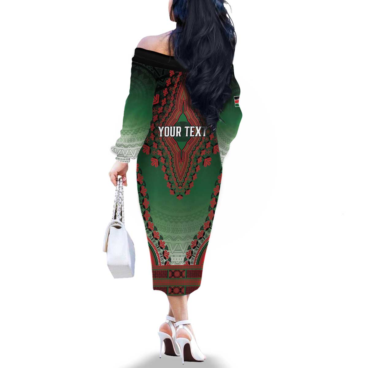 Personalized Kenya African Dashiki Family Matching Off The Shoulder Long Sleeve Dress and Hawaiian Shirt - Wonder Print Shop