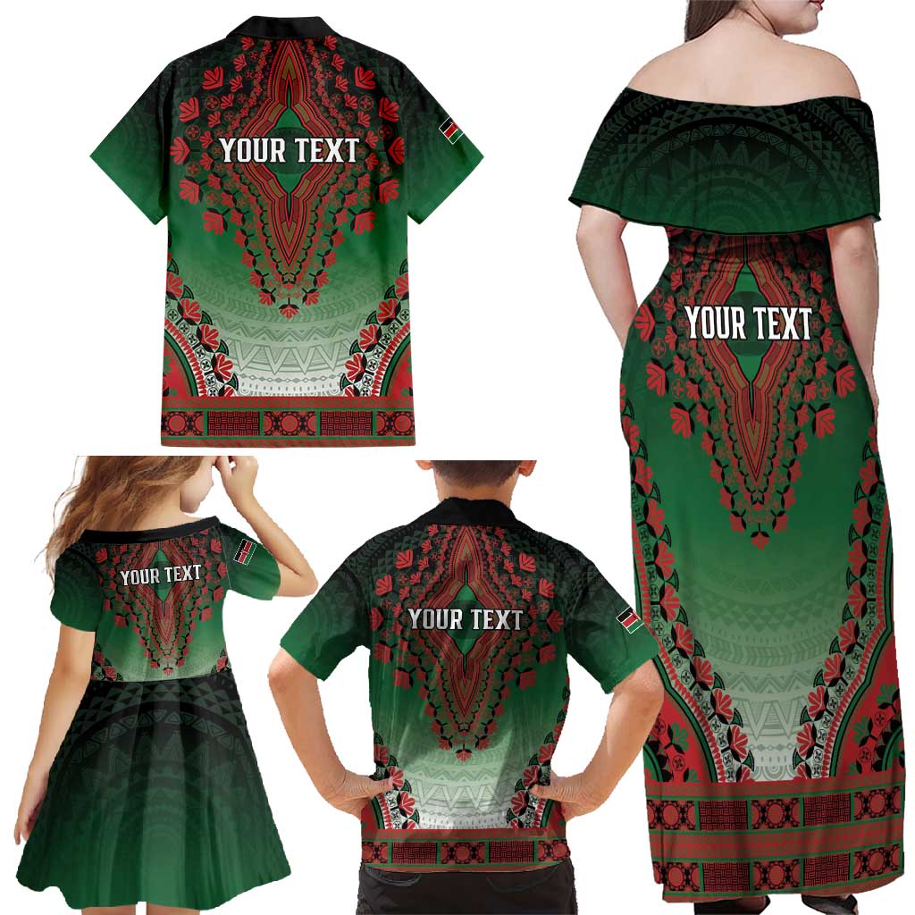 Personalized Kenya African Dashiki Family Matching Off Shoulder Maxi Dress and Hawaiian Shirt - Wonder Print Shop