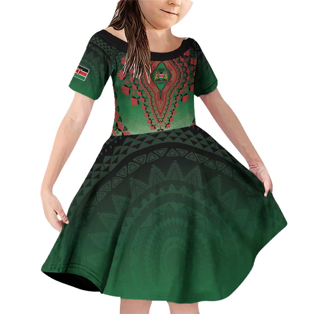 Personalized Kenya African Dashiki Family Matching Off Shoulder Short Dress and Hawaiian Shirt - Wonder Print Shop