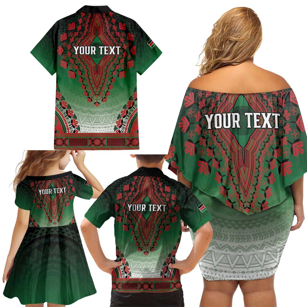 Personalized Kenya African Dashiki Family Matching Off Shoulder Short Dress and Hawaiian Shirt - Wonder Print Shop