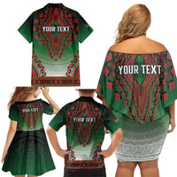 Personalized Kenya African Dashiki Family Matching Off Shoulder Short Dress and Hawaiian Shirt - Wonder Print Shop