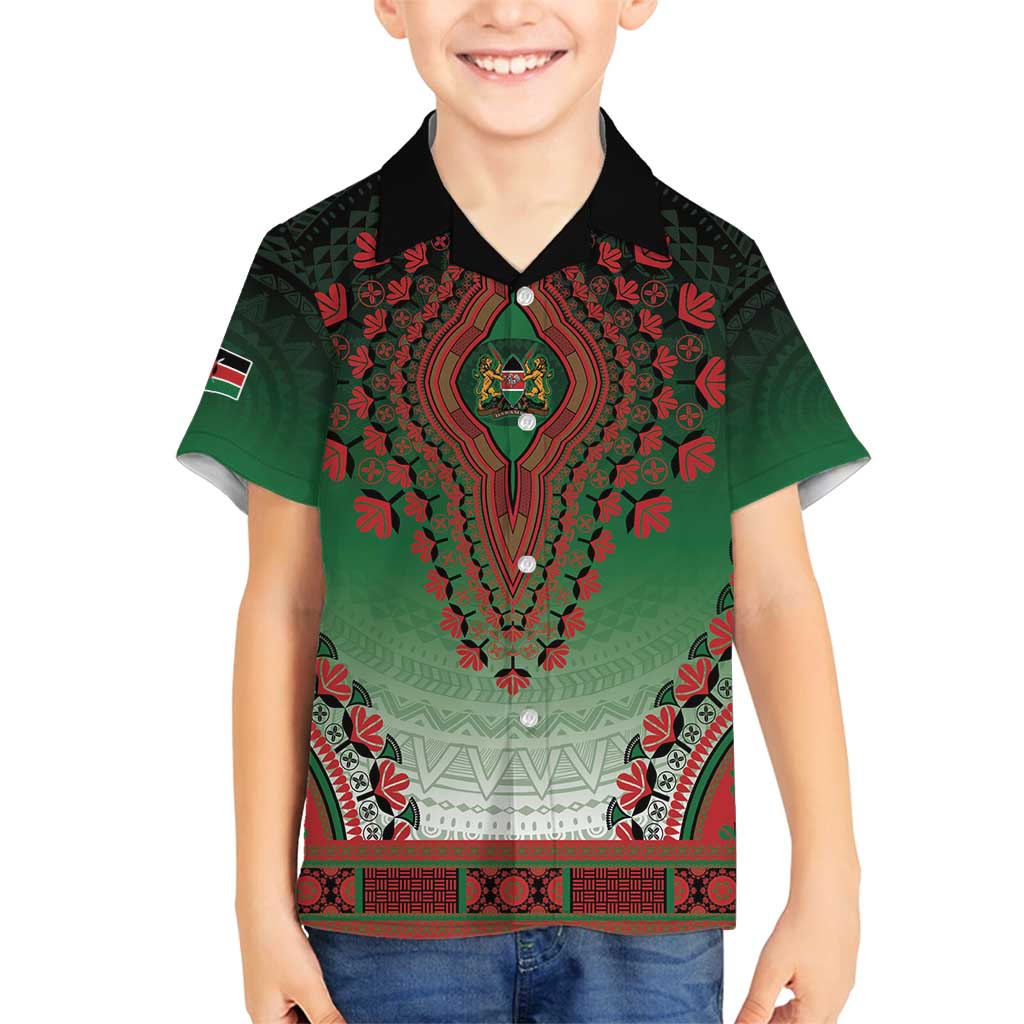Personalized Kenya African Dashiki Family Matching Off Shoulder Short Dress and Hawaiian Shirt - Wonder Print Shop