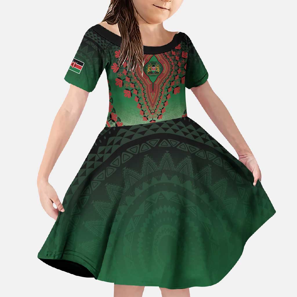 Personalized Kenya African Dashiki Family Matching Short Sleeve Bodycon Dress and Hawaiian Shirt - Wonder Print Shop