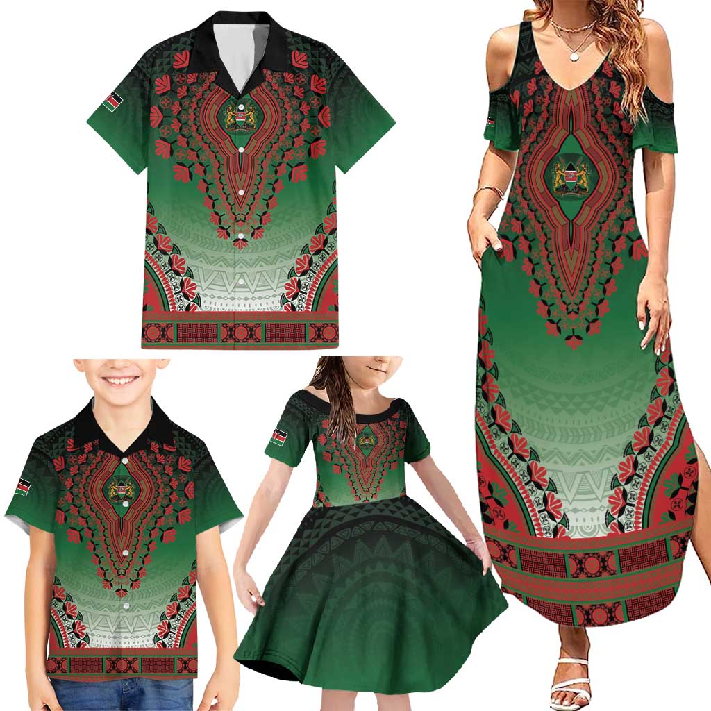 Personalized Kenya African Dashiki Family Matching Summer Maxi Dress and Hawaiian Shirt - Wonder Print Shop