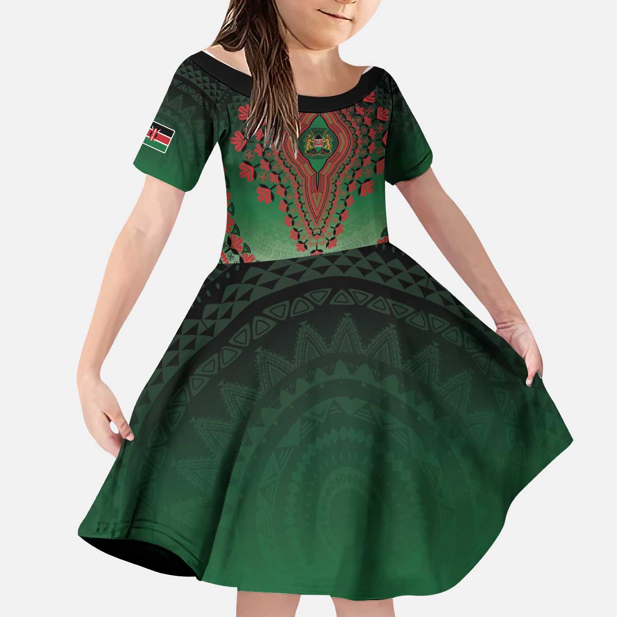 Personalized Kenya African Dashiki Kid Short Sleeve Dress - Wonder Print Shop