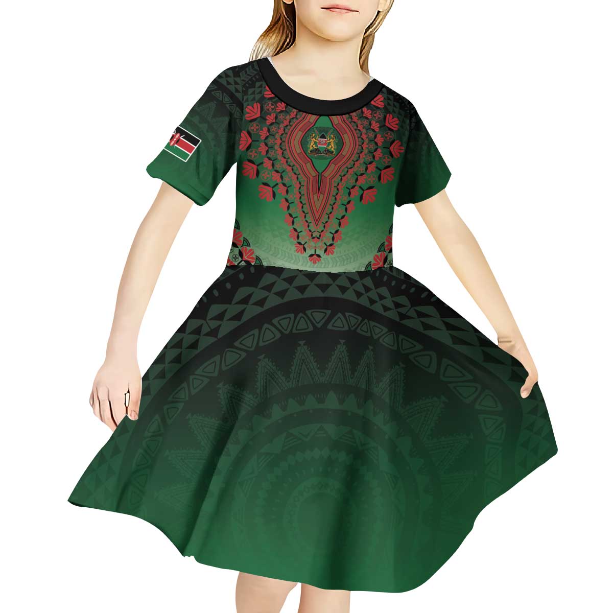 Personalized Kenya African Dashiki Kid Short Sleeve Dress - Wonder Print Shop
