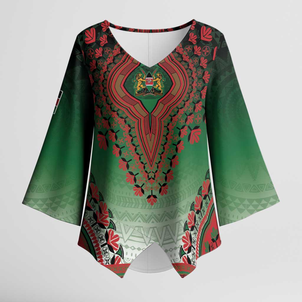Personalized Kenya African Dashiki Kimono Sleeve Blouse - Wonder Print Shop