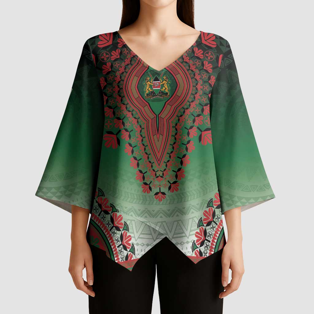 Personalized Kenya African Dashiki Kimono Sleeve Blouse - Wonder Print Shop