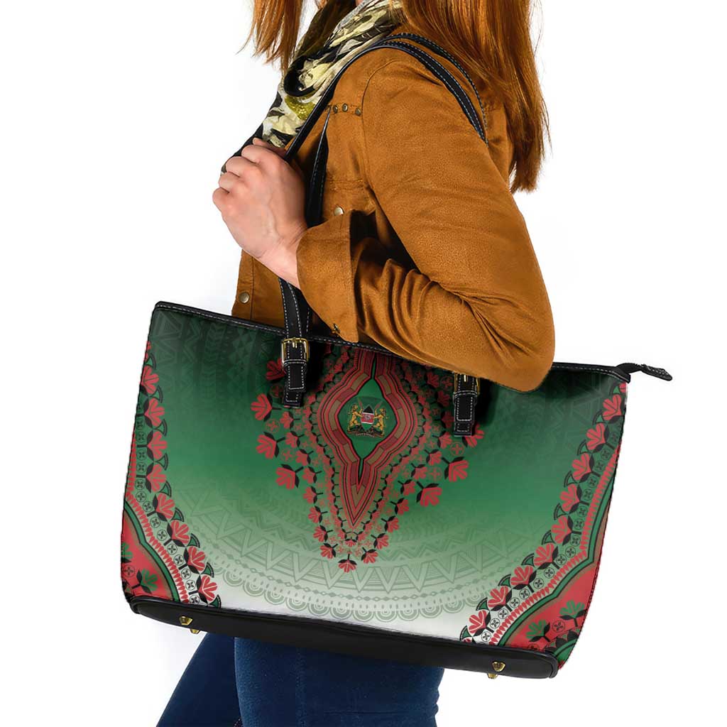 Kenya African Dashiki Leather Tote Bag - Wonder Print Shop