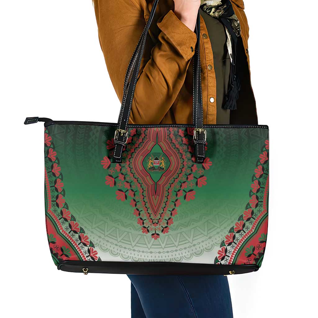 Kenya African Dashiki Leather Tote Bag - Wonder Print Shop