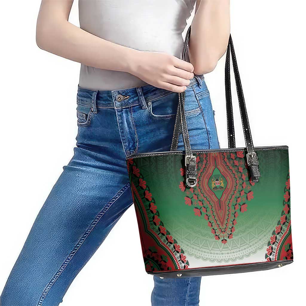 Kenya African Dashiki Leather Tote Bag - Wonder Print Shop