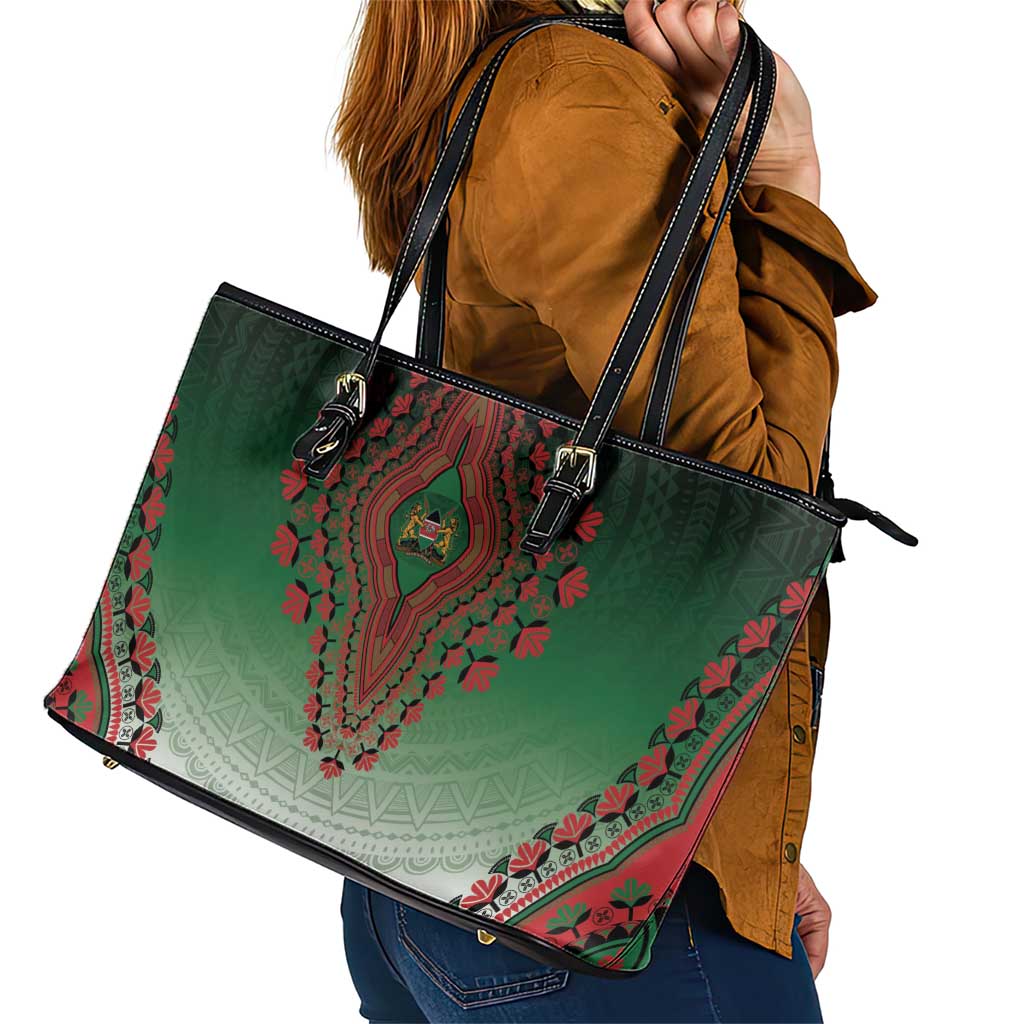 Kenya African Dashiki Leather Tote Bag - Wonder Print Shop