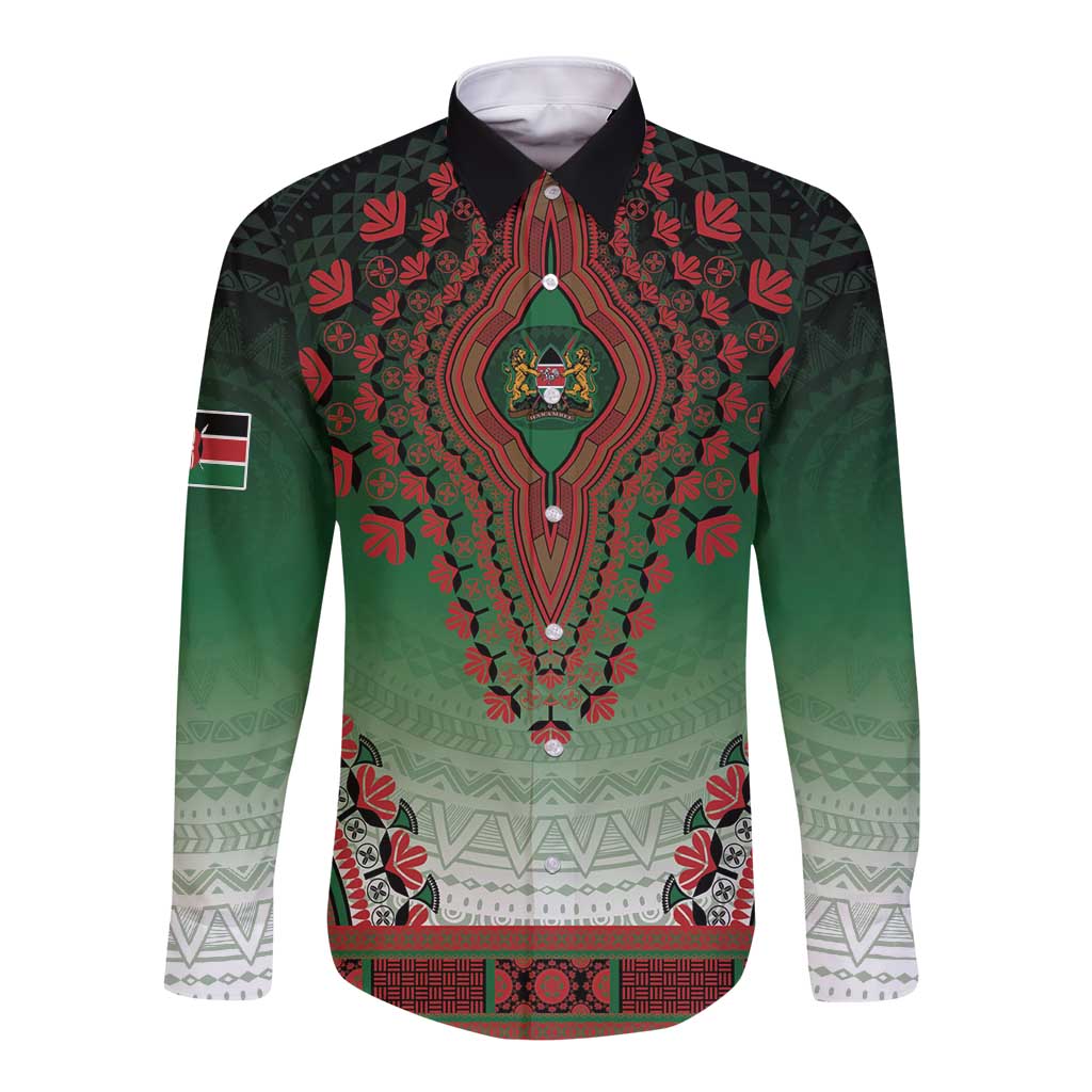 Personalized Kenya African Dashiki Long Sleeve Button Shirt - Wonder Print Shop