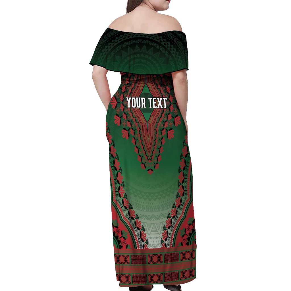 Personalized Kenya African Dashiki Off Shoulder Maxi Dress - Wonder Print Shop