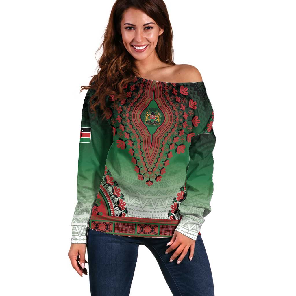 Personalized Kenya African Dashiki Off Shoulder Sweater - Wonder Print Shop