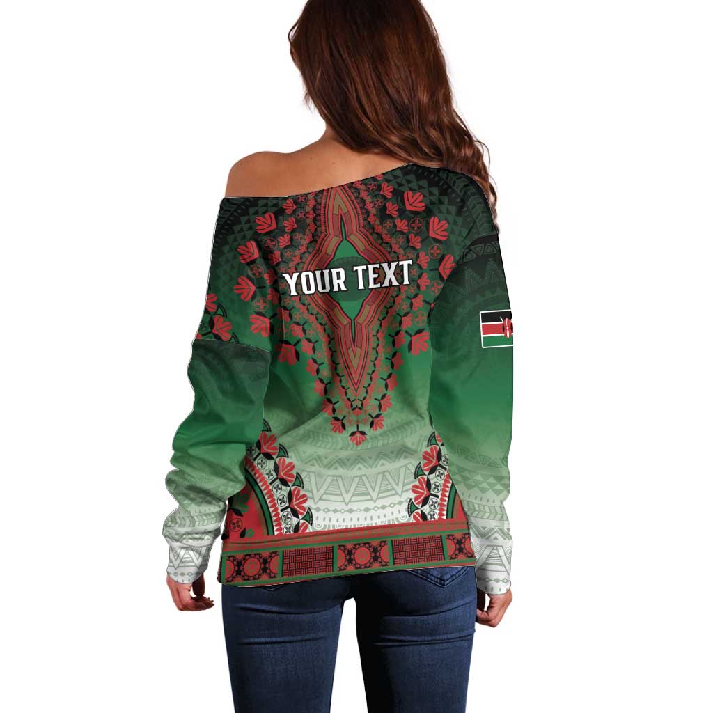 Personalized Kenya African Dashiki Off Shoulder Sweater - Wonder Print Shop
