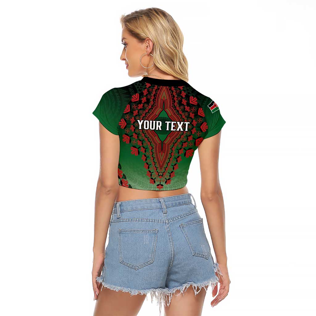 Personalized Kenya African Dashiki Raglan Cropped T Shirt - Wonder Print Shop