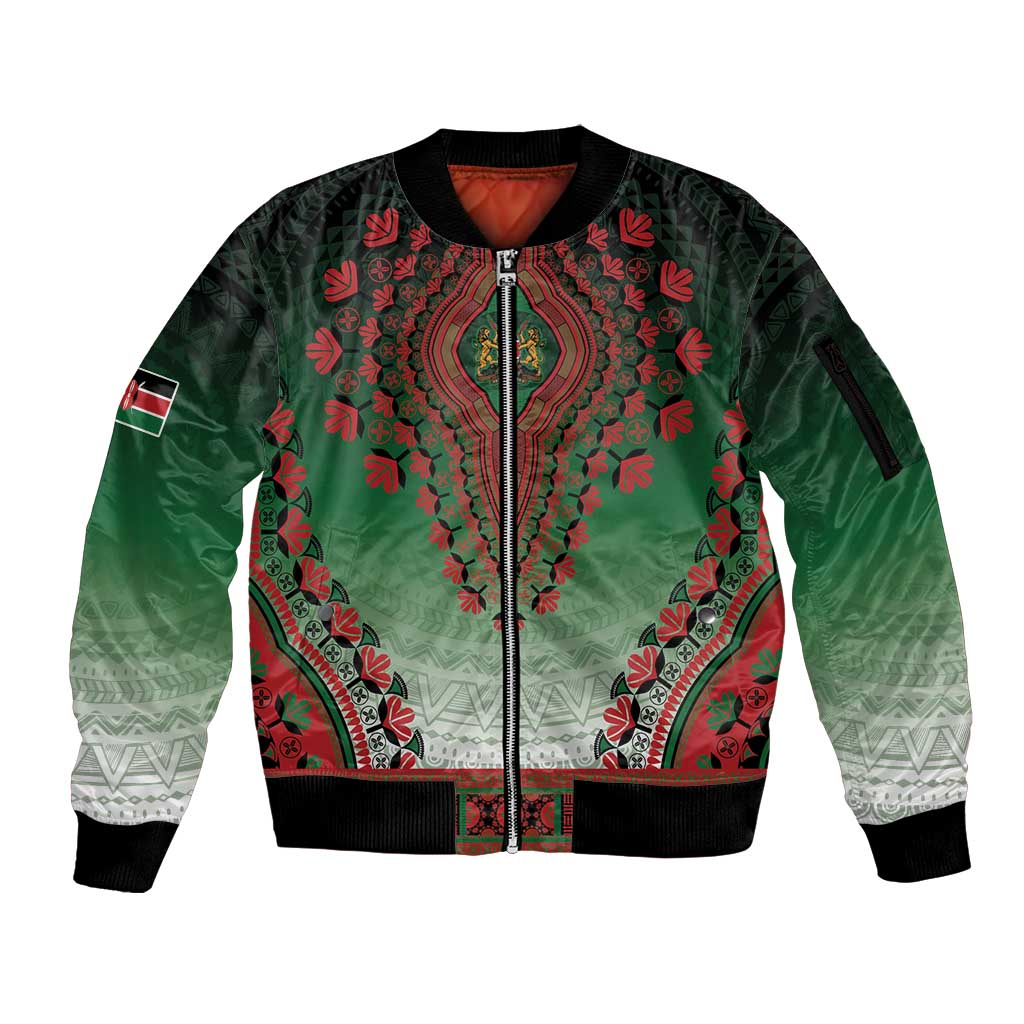 Personalized Kenya African Dashiki Sleeve Zip Bomber Jacket - Wonder Print Shop