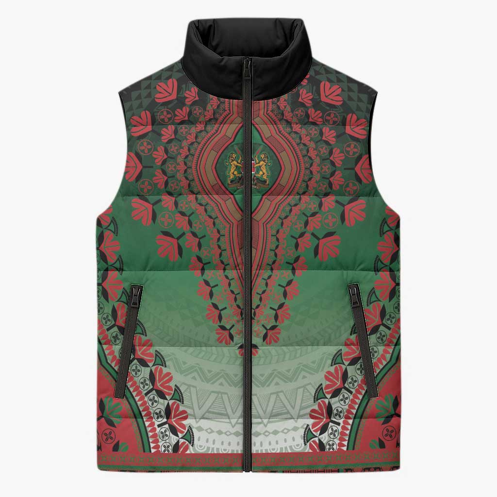 Personalized Kenya African Dashiki Sleeveless Puffer Jacket - Wonder Print Shop