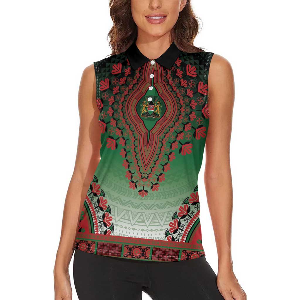 Personalized Kenya African Dashiki Women Sleeveless Polo Shirt - Wonder Print Shop