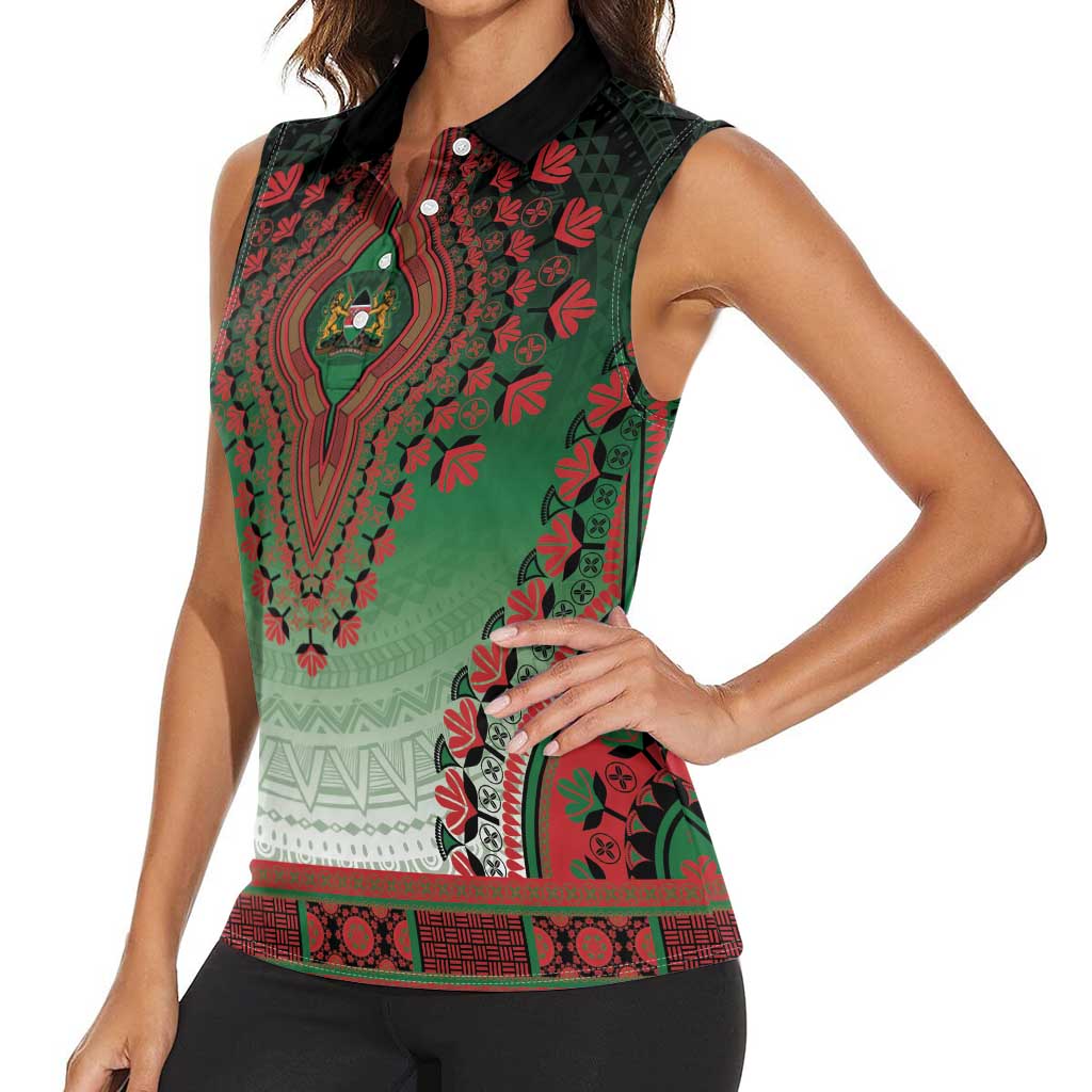 Personalized Kenya African Dashiki Women Sleeveless Polo Shirt - Wonder Print Shop