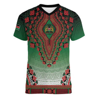 Personalized Kenya African Dashiki Women V-Neck T-Shirt - Wonder Print Shop