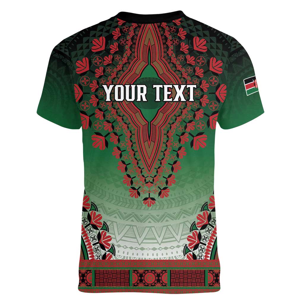 Personalized Kenya African Dashiki Women V-Neck T-Shirt - Wonder Print Shop