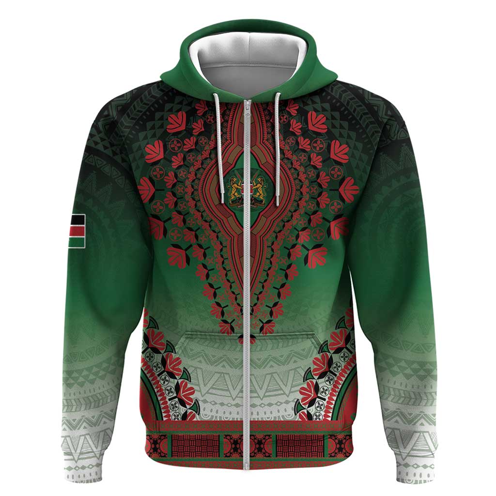 Personalized Kenya African Dashiki Zip Hoodie - Wonder Print Shop