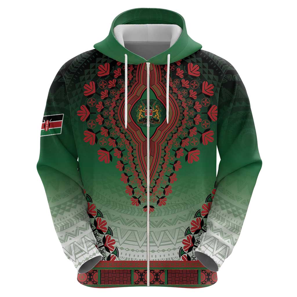 Personalized Kenya African Dashiki Zip Hoodie - Wonder Print Shop