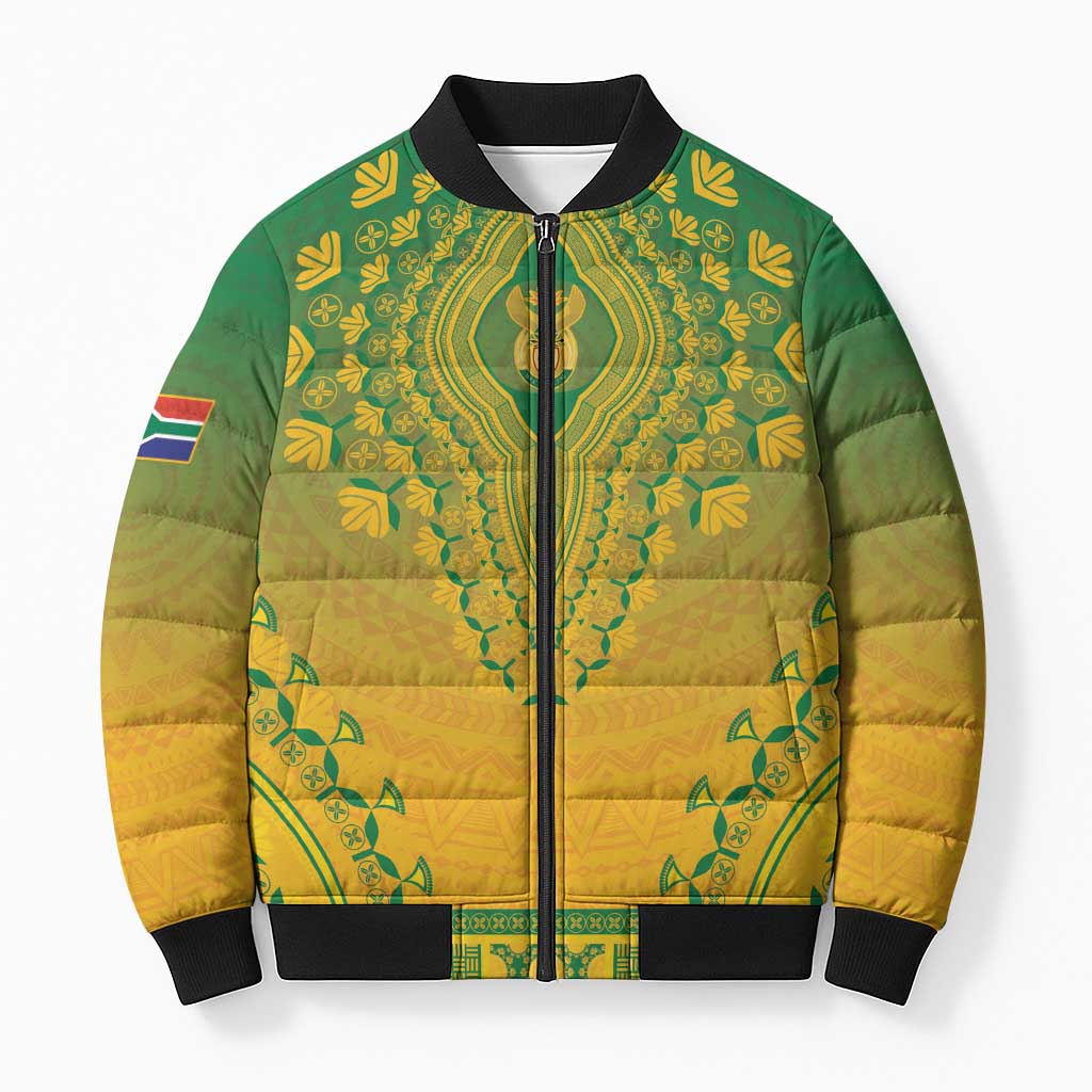 Personalized South Africa African Dashiki Bomber Puffer Jacket - Wonder Print Shop