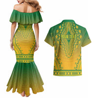 Personalized South Africa African Dashiki Couples Matching Mermaid Dress and Hawaiian Shirt - Wonder Print Shop