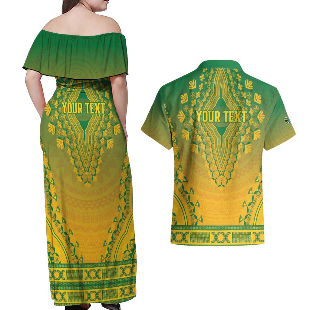 Personalized South Africa African Dashiki Couples Matching Off Shoulder Maxi Dress and Hawaiian Shirt - Wonder Print Shop