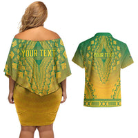 Personalized South Africa African Dashiki Couples Matching Off Shoulder Short Dress and Hawaiian Shirt - Wonder Print Shop