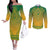 Personalized South Africa African Dashiki Couples Matching Off The Shoulder Long Sleeve Dress and Long Sleeve Button Shirt - Wonder Print Shop