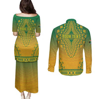 Personalized South Africa African Dashiki Couples Matching Puletasi and Long Sleeve Button Shirt - Wonder Print Shop