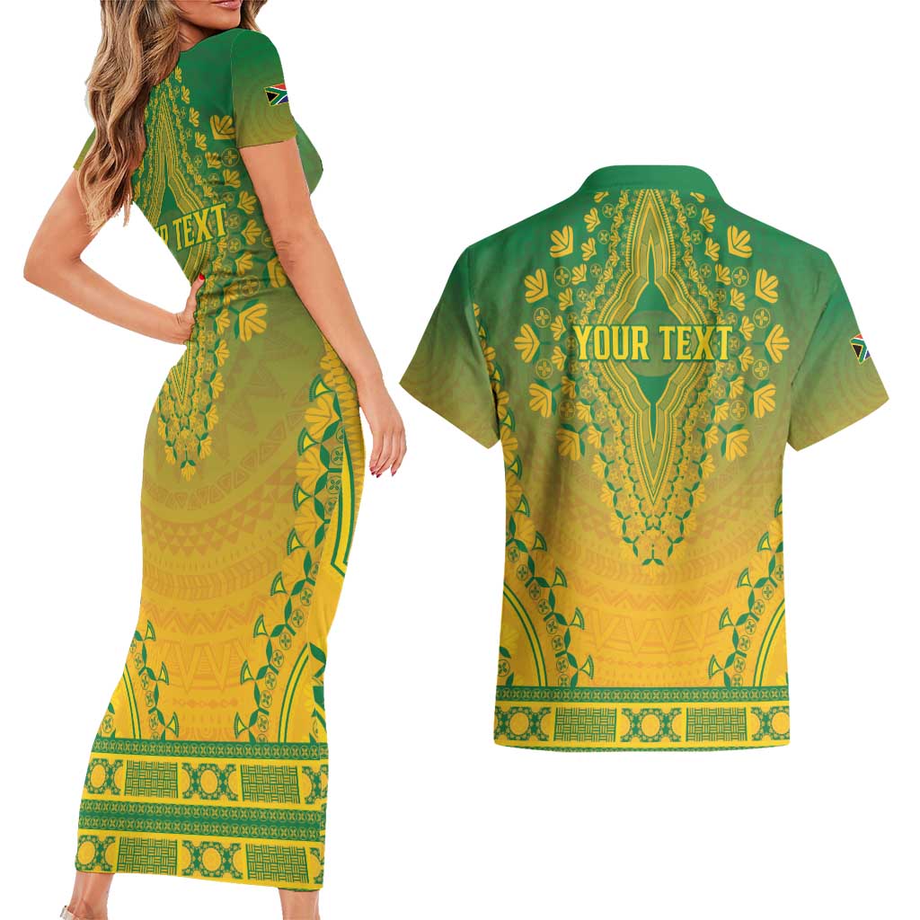 Personalized South Africa African Dashiki Couples Matching Short Sleeve Bodycon Dress and Hawaiian Shirt - Wonder Print Shop