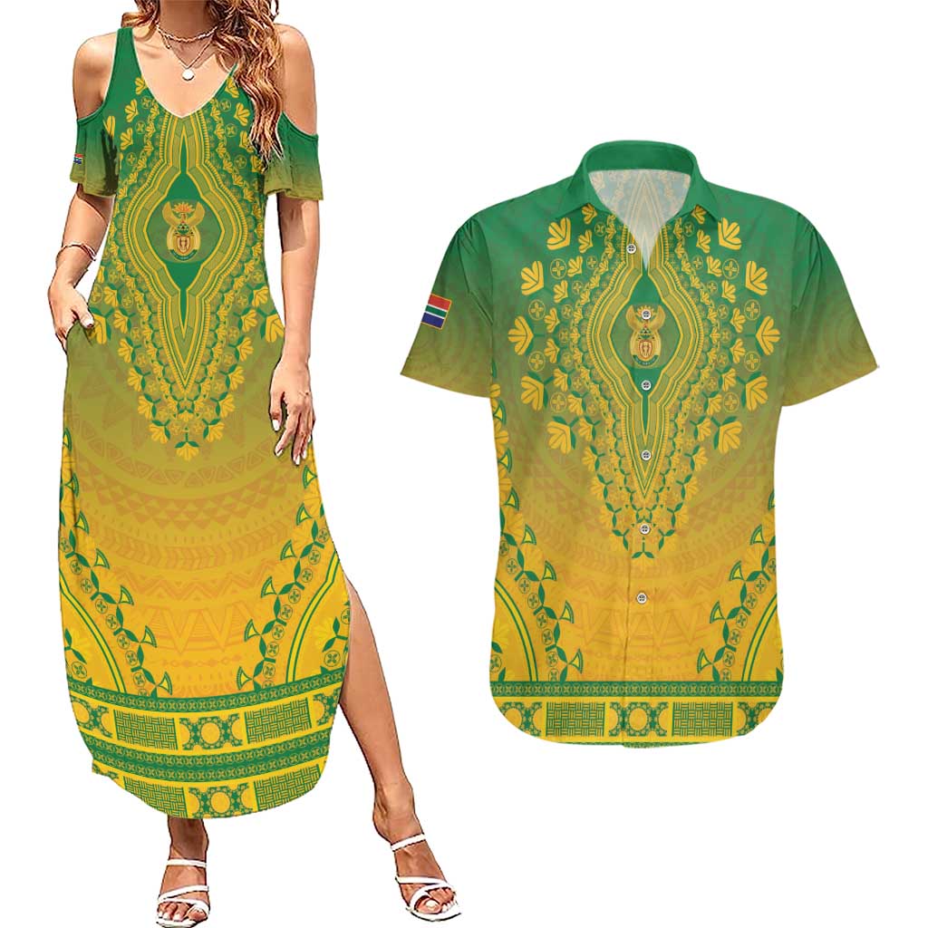 Personalized South Africa African Dashiki Couples Matching Summer Maxi Dress and Hawaiian Shirt - Wonder Print Shop